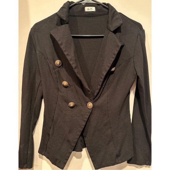 Blue S Black & Gold Buttoned Blazer Jacket - Picture 4 of 14